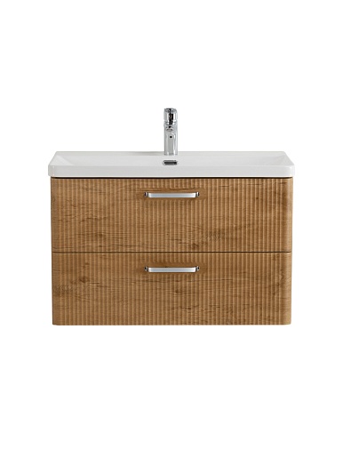 BelBagno Тумба с раковиной Due 80 подвесная Rovere Nature ручки Хром полированный – фотография-2